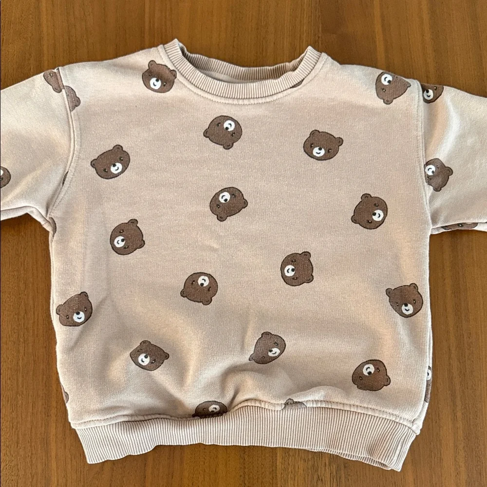 Zara Kids Light Brown Bear Pattern Sweatshirt